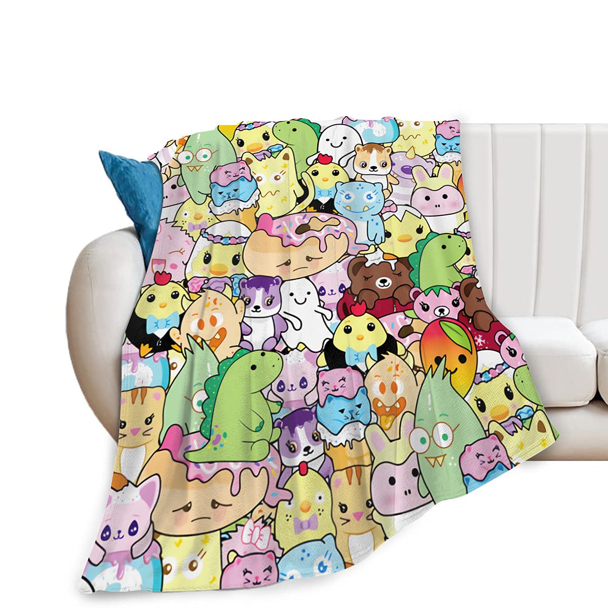 Super Soft Throw Blanket Cute Warm Lightweight Cozy Flannel Blankets for Bed Sofa Living Room 60x80 Inch