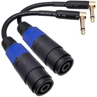 CNCESS Right-Angle 1/4 TS to Speakon Female Adapter Cable, 2-Pack