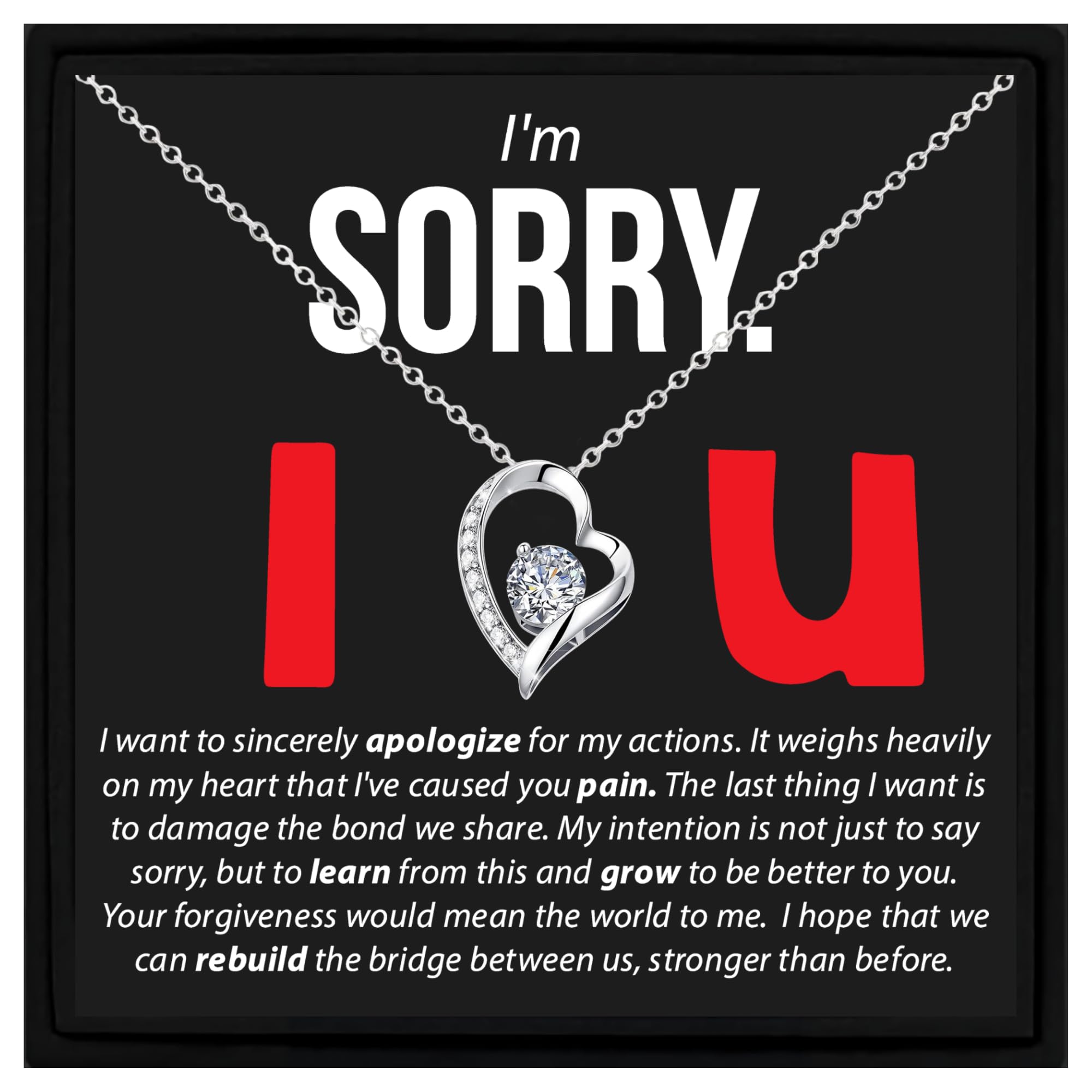I’m Sorry Gift Necklace Gift Apology Gift For Partner Gift for Wife Gift For Girlfriend Gift from Boyfriend/Husband Sterling Silver Necklace Gift for Wife Gift for Girlfriend