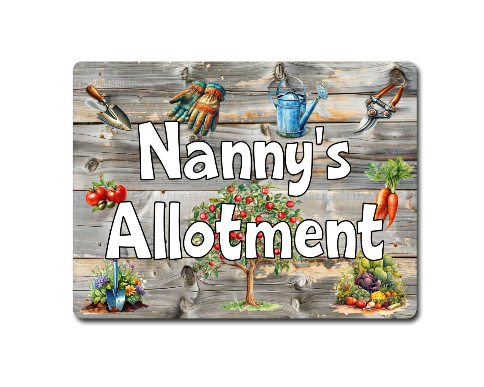 Decalarama Gardening Metal Sign Gift – Nanny's Allotment - Family Fun Home Garden Novelty Aluminium Present