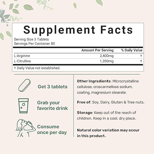 Miniatura 2 de Suplementos de óxido nítrico para hombres y mujeres 3,600 mg, 240 tabletas bisectadas  80 porciones  Refuerzo de óxido nítrico de máxima fuerza con