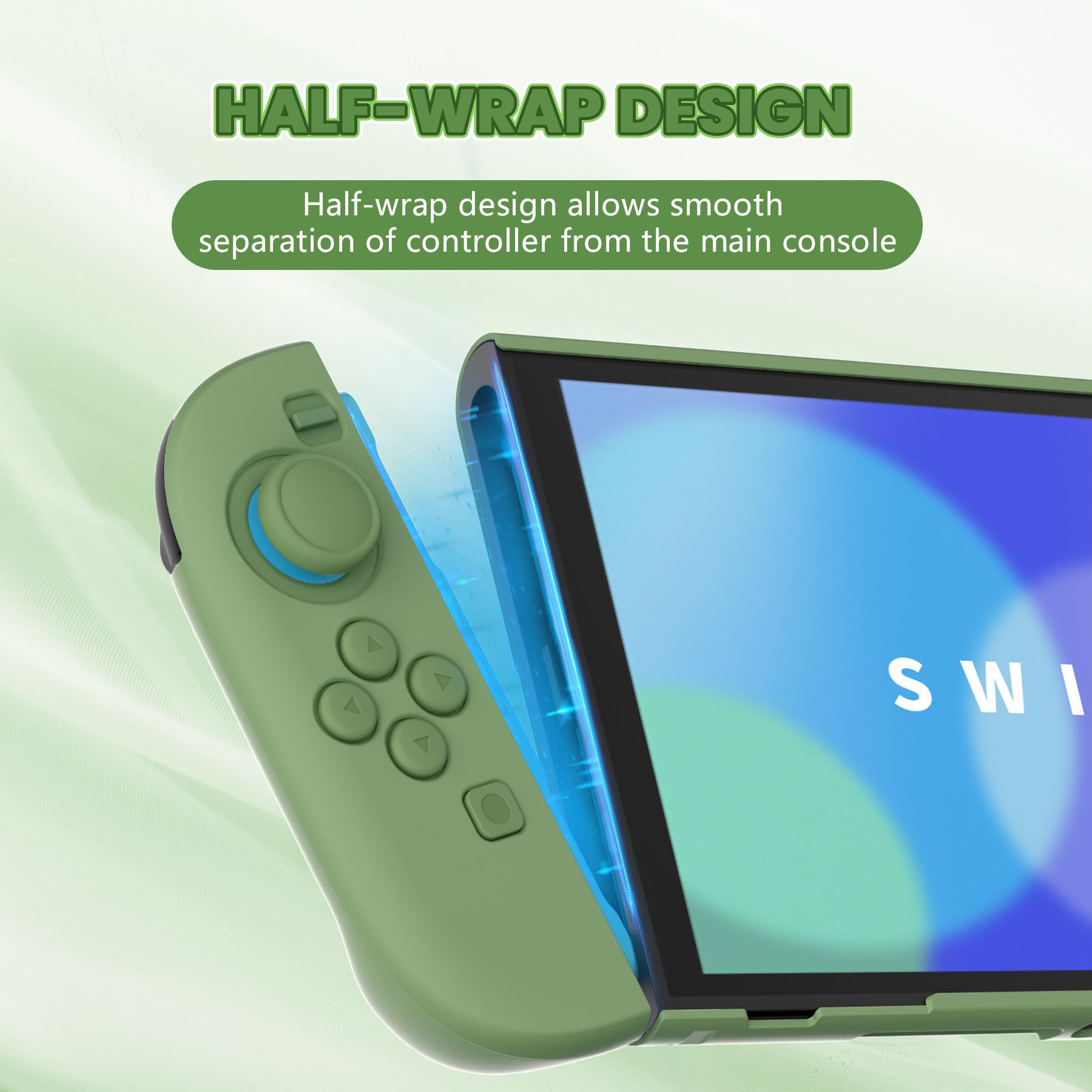PlayVital per Switch 2 Cover Rigida Dockable, Custodia Protettiva Adesivi per Nintendo Switch 2 Console, Copri Tasti & Gommini per Joycon 2, Accessori Antigraffi Antiurti, Matcha Verde