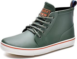 Rain Boots for Women, Waterproof Rubber Garden Boots Anti-Slip Ankle Rain Boots Lace Up Deck boots for Muck Mud Working Outdoor
