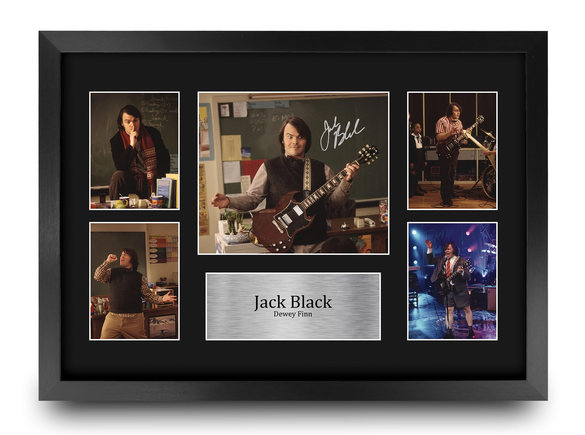 HWC Trading Jack Black School of Rock Gifts Printed Signed Autograph Picture Display for Movie Memorabilia Fans - A3 Framed