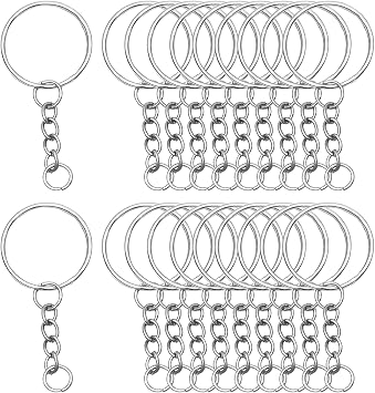 Keyring Rings, 50PCS Keychain Ring Set 25mm Split Key Ring Hoops, Key Chain Rings and Jump Rings, Keyring Kit for Craft Keyring Jewelry Making