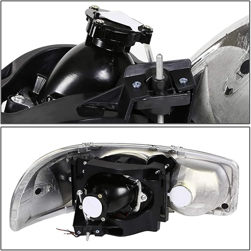 Miniatura 3 de DNA MOTORING Par de faros delanteros compatibles con GMC Sierra 150001-07 Sierra 1500HD 2500HD 350000-06 Yukon XL 1500 2500, cromoámbar,