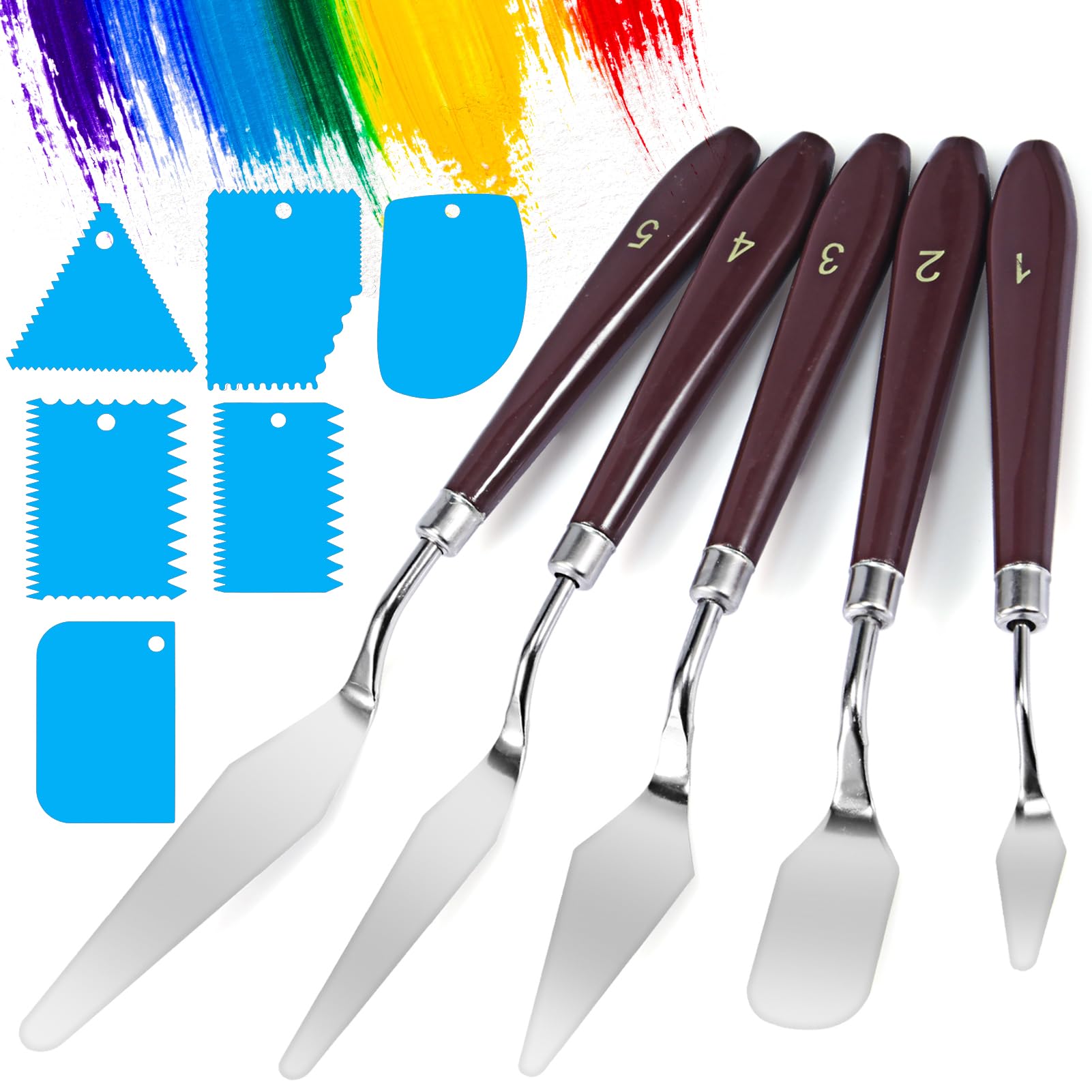 Set 5 Spatole Per Pittura A Olio - Coltelli Per Artisti In Acciaio Inox - Foto 13