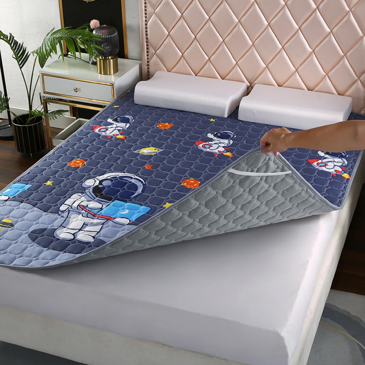 Cooling Mattress pad, Soft to The Touch, Cooling, 120 * 200cm, Half-Size Mattress pad, Plain, with Elastic at The Four Corners, Smooth (Color 6, 90 * 200cm)