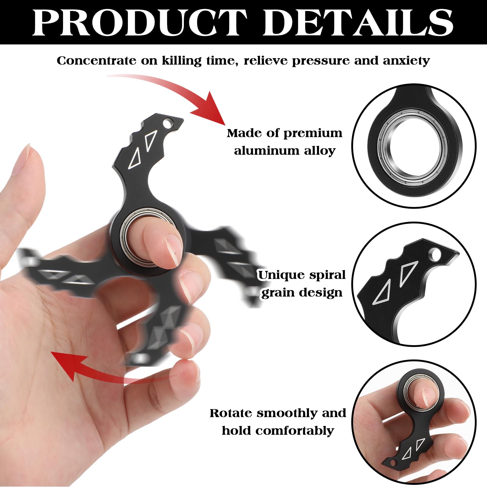 Lot De 2 Anneaux Anti-Stress Pliables à 4 Doigts - Réduction Anxiété, Amélioration Concentration, Portable (Acier Inoxydable)