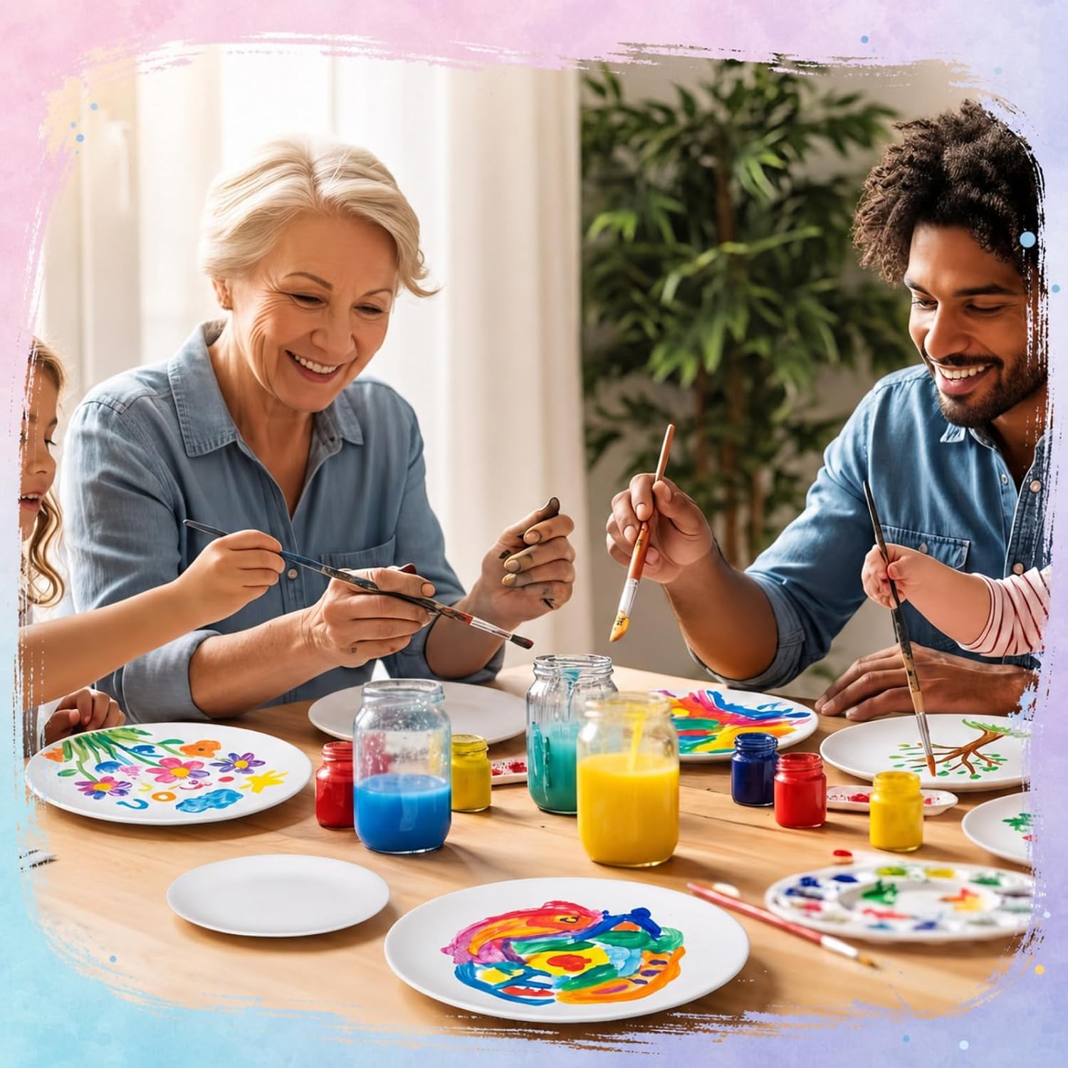 6 Pcs Color Your Own Painting Ceramic Plates, 6 Different Size