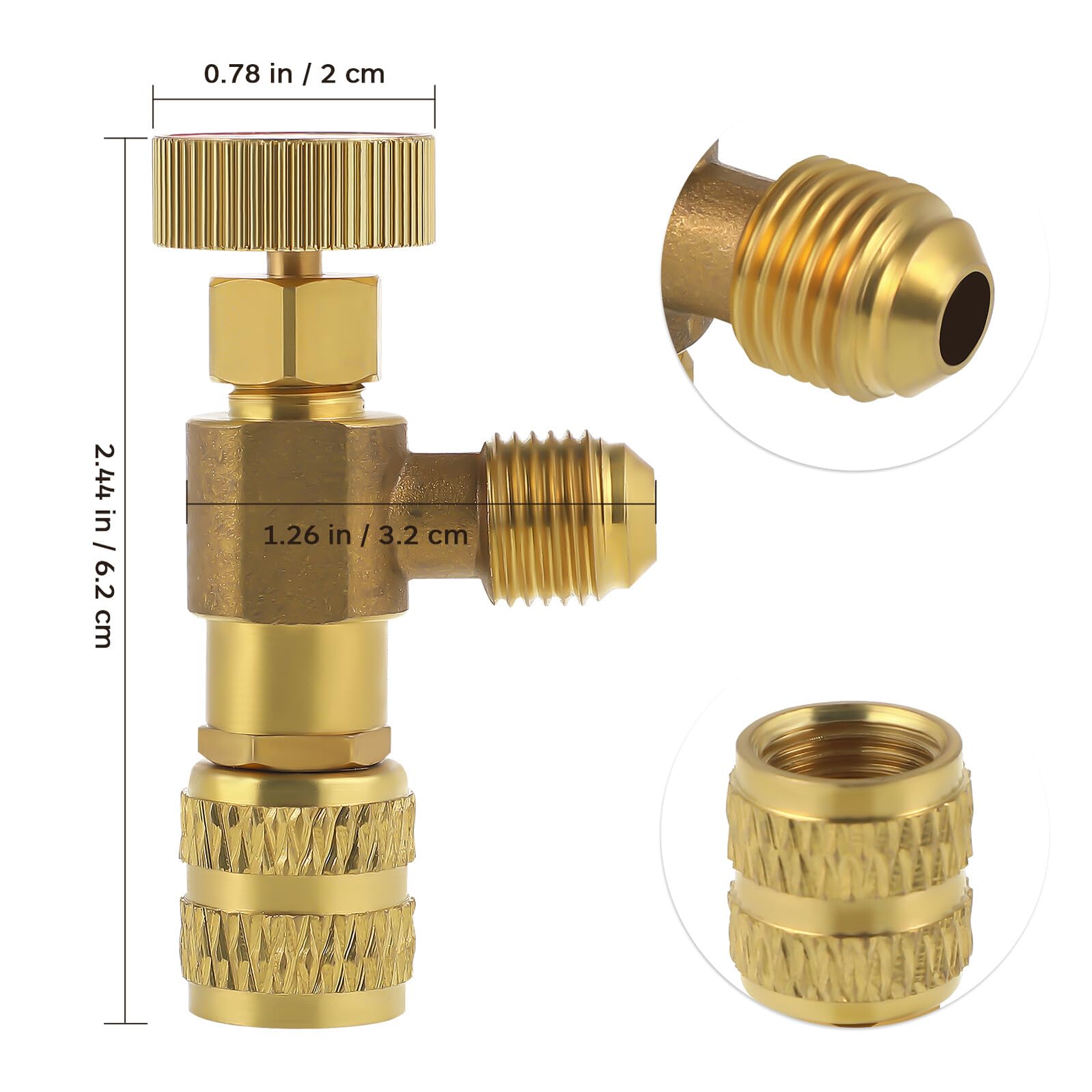UKCOCO 2 pièces Vanne de Remplissage de Réfrigérant pour Climatiseur Laiton de Vanne de Sécurité sans Fuite pour Systèmes Accessoire de Climatisation Robuste et