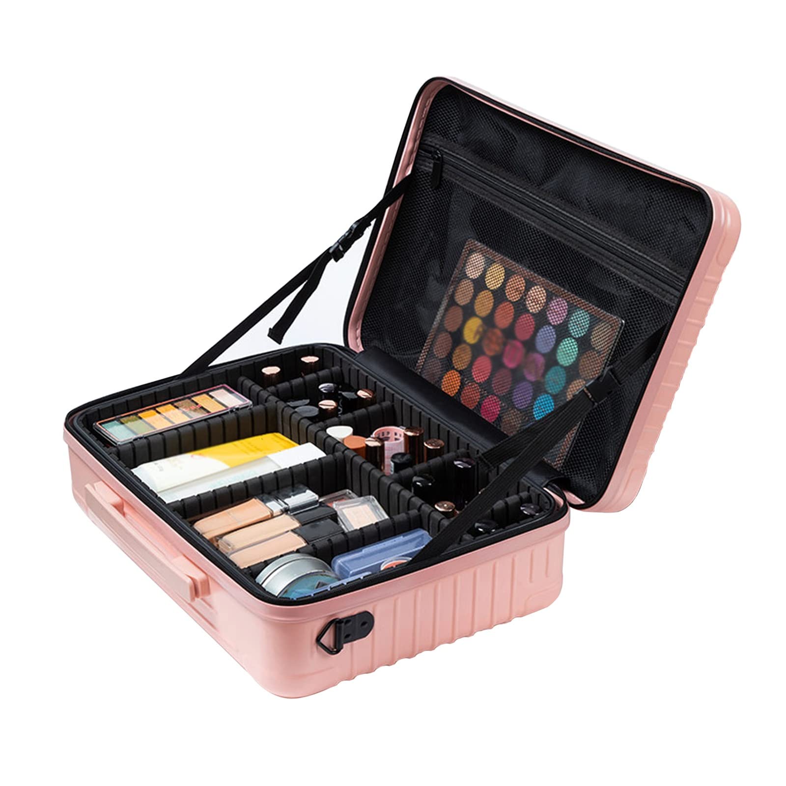 HJXGQJM Beauty Case da Viaggio Borsa Cosmetici,Borsa Trucco da Viaggio Donna Impermeabile Porta Trucchi Professionale Valigetta Organizzativa Borsa Cosmetico, Divisori Regolabili,Rosa(Pink)