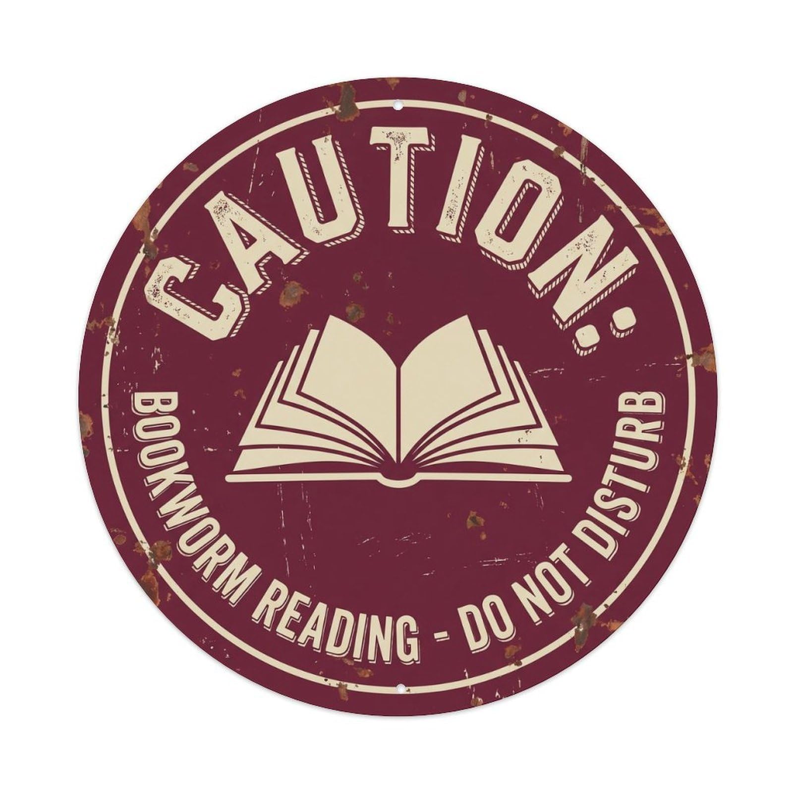 Caution Bookworm Reading Funny Warning Notice Metal Tin Sign