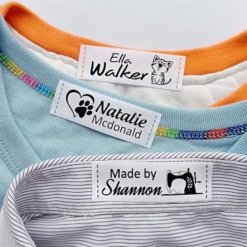 100pcs Custom Sew On Name Labels for Clothing Made with Love Personalized Tags for Bags Dress T-Shirt 3/4" x 2 1/2" 20mm x 60mm