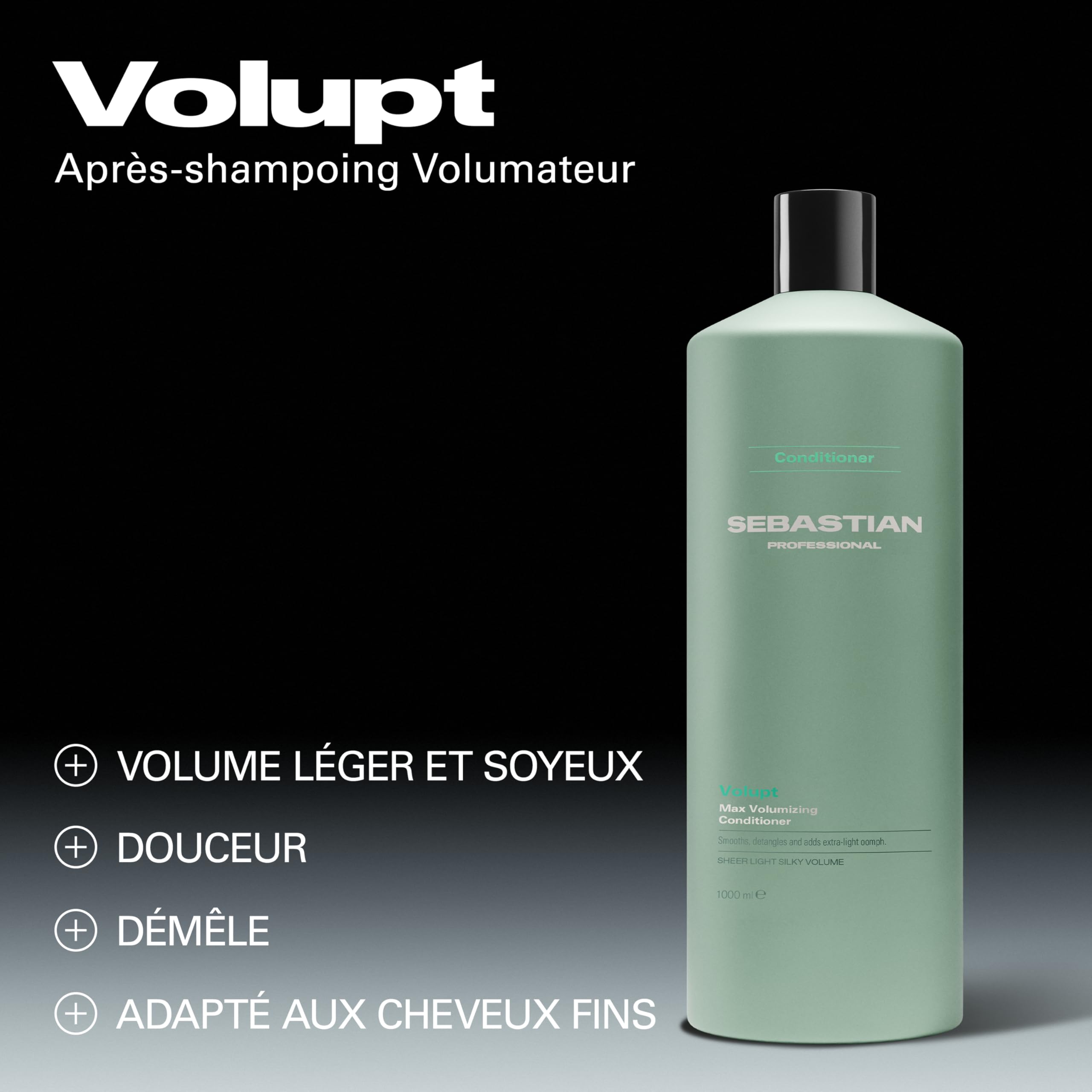 Sebastian Professional Volupt – Après-shampoing professionnel, hydrate et donne du volume et douceur aux cheveux fins – 1000 ml