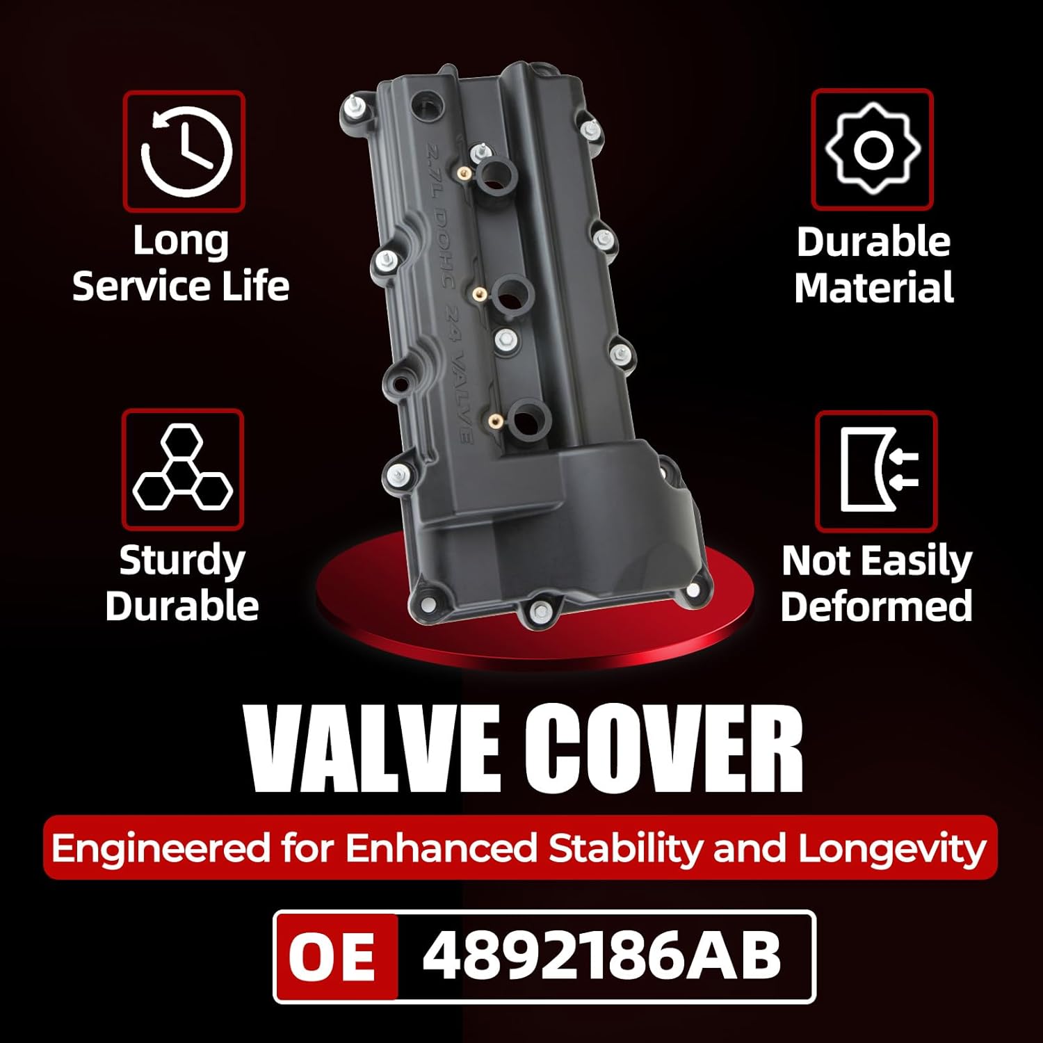 MITZONE Right Valve Cover with Gasket Compatible with 2006-2010 Dodge Journey Charger Avenger Chrysler Sebring 300 Magnum Stratus 2.7L 3.5L OE 4892186AB