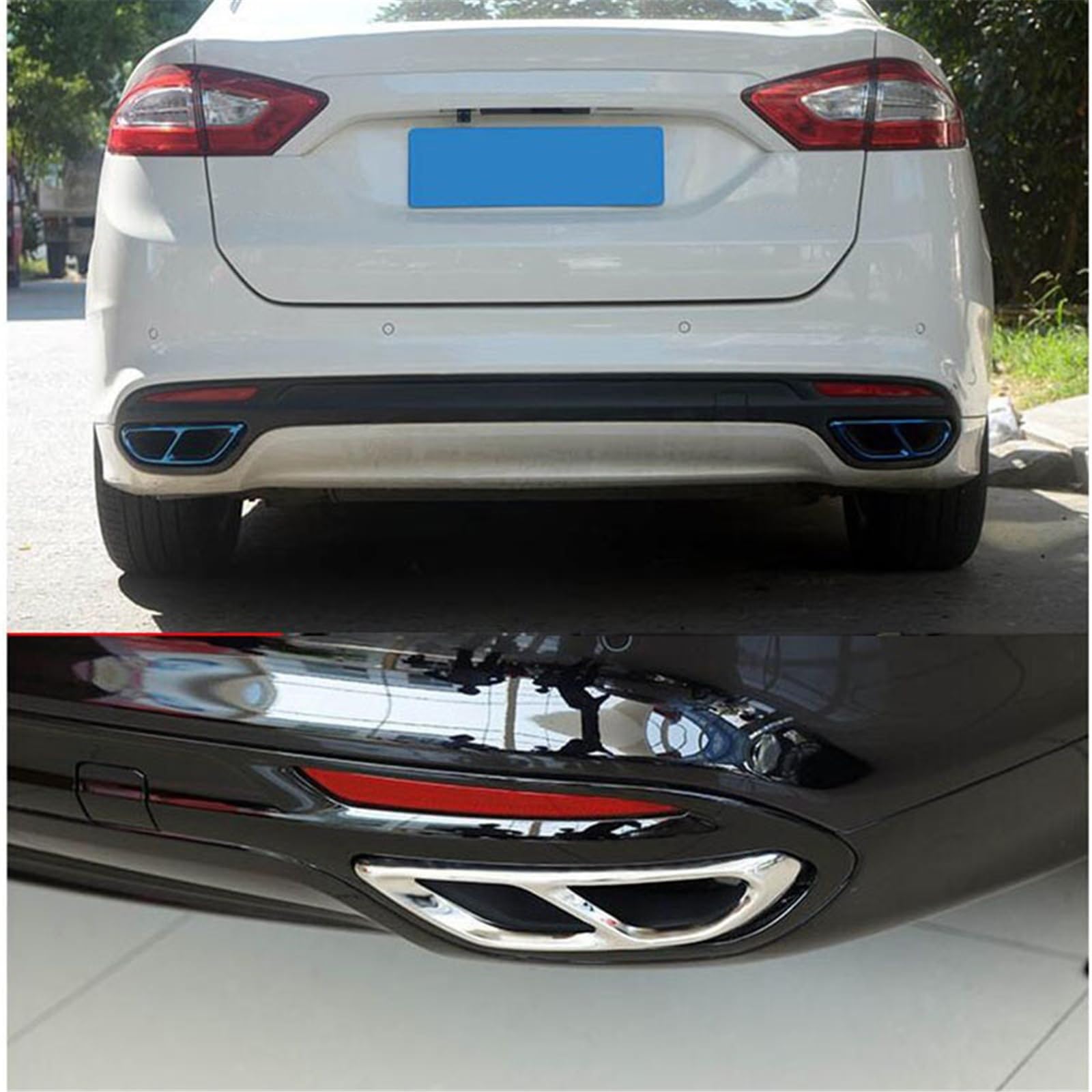 Naklejki Na Tylną Rurę Wydechową Z Podwójnym Tłumikiem, Osłony, Kompatybilne Z Fordem Mondeo Fusion Sedan 2013-2020, Akcesoria Dekoracyjne Do Samochodów(Blue)