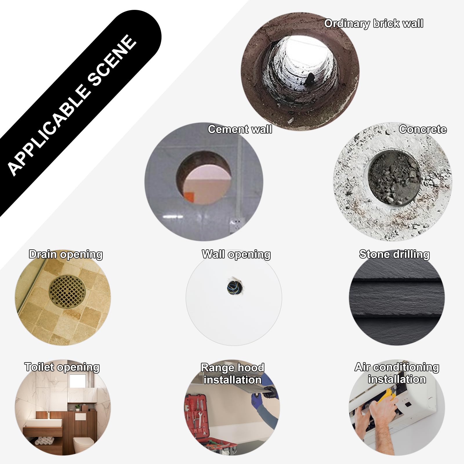 CPROSP ⌀110mm Corona de Diamante para Hormigo 1¼" UNC, con Broca de Extensión 400mm, Diamantina para Perforar en Hormigón, Mampostería y Piedra