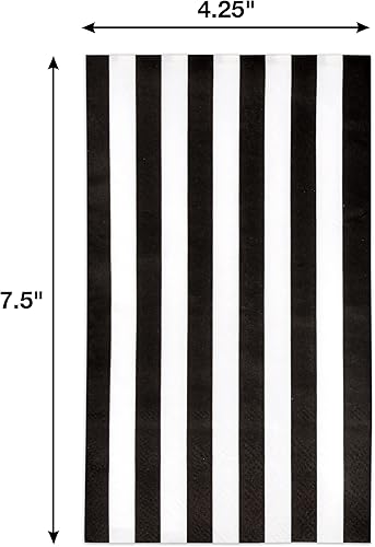 Miniatura 2 de Gift Boutique 100 servilletas de invitados a rayas blancas y negras de 3 capas, paquete de papel desechable a rayas, servilletas de mano para baño,