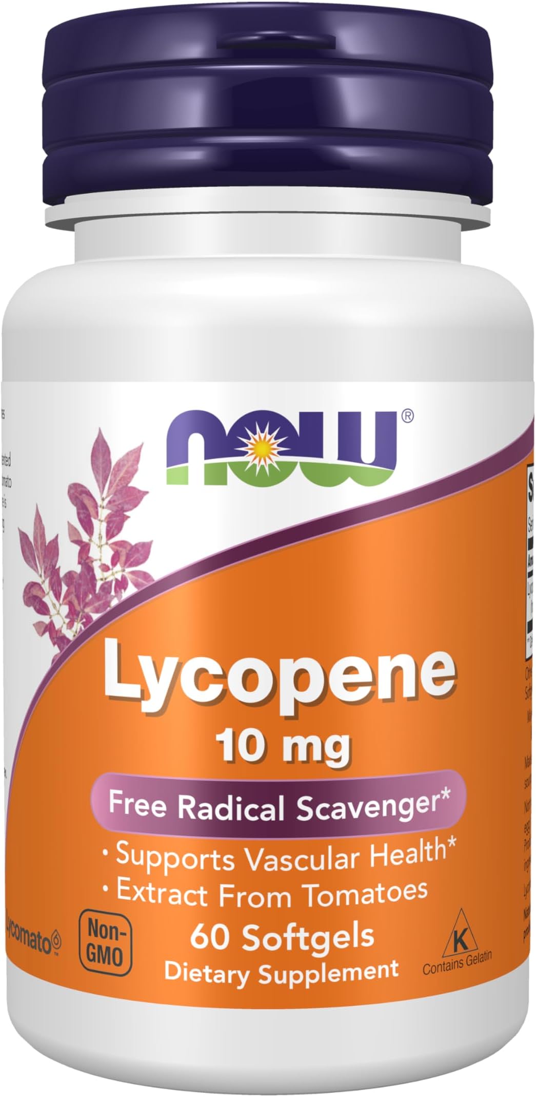 NOW Supplements, Lycopene 10 mg with Natural Extract from Tomatoes, Free Radical Scavenger*, 60 Softgels