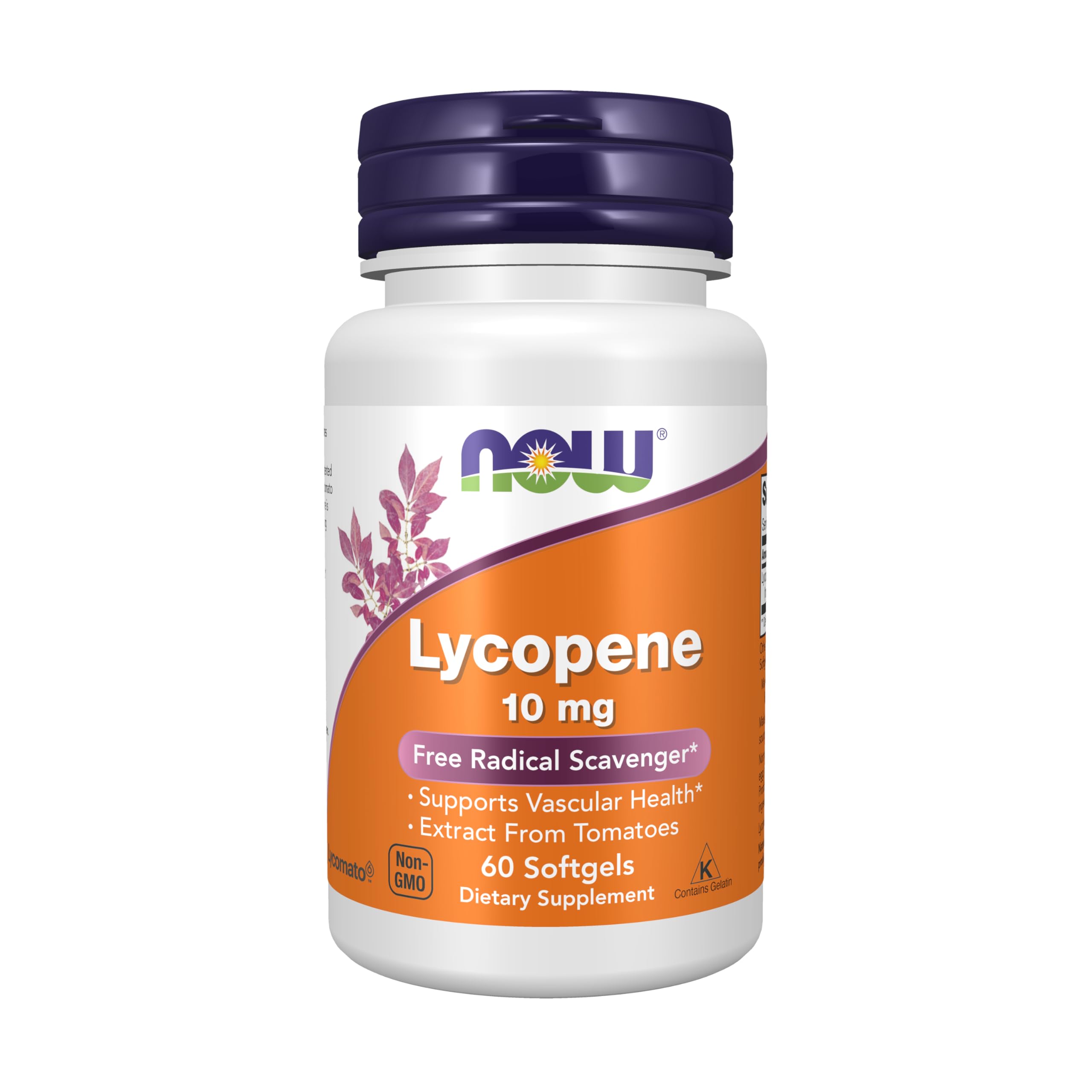 NOW Supplements, Lycopene 10 mg with Natural Extract from Tomatoes, Free Radical Scavenger*, 60 Softgels