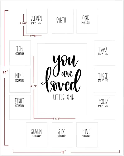 Miniatura 3 de All Things For Mom Tapete para fotos de primer año con versículo "You Are Loved Little One" sobre un tapete blanco (11 x 14 pulgadas), paspartú solo