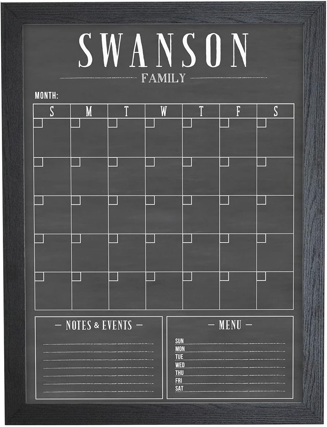 Framed Calendar, Personalized Dry Erase 18x24 or 24x36 Family calendar