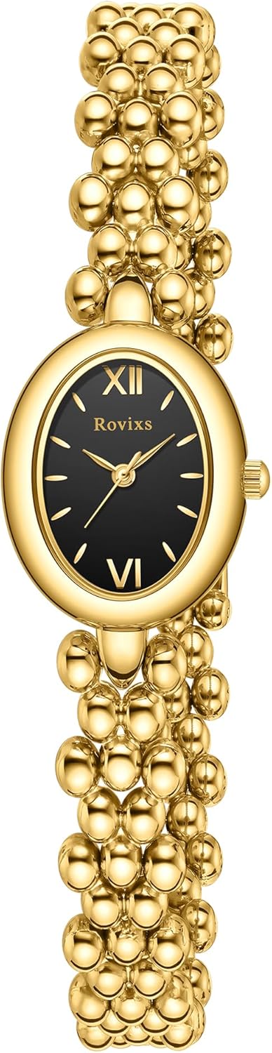 Rovixs Small Elegant Womens Quartz Watch, Japanese Movement, Classic Vintage Ladies Dress Watch, Water Resistant, Adjustable Bracelet with Tool