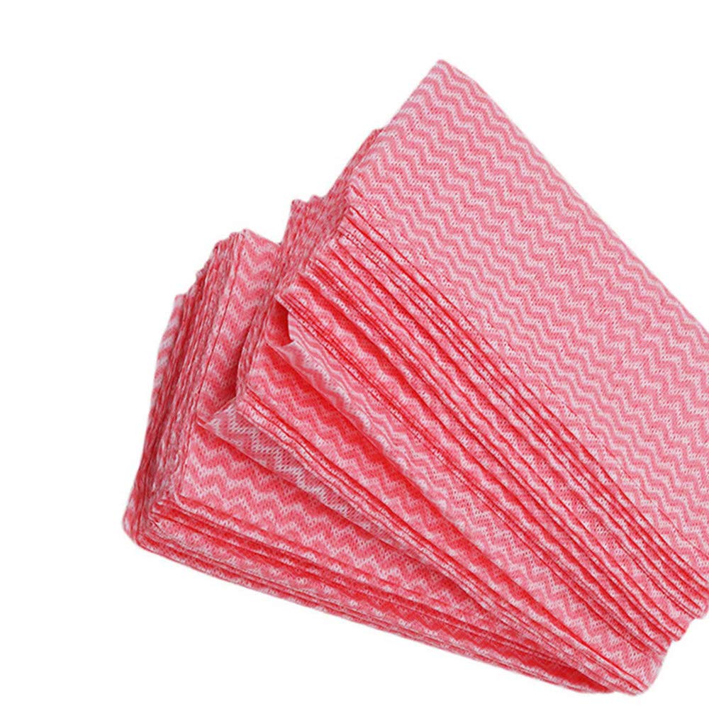 80pcs Washing Dish Towel Environmental Disposable Kitchen Cleaning Cloth Non-Stick Oil Wiping Rags Pink