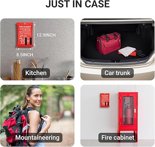 Miniatura 5 de Manta de emergencia para incendios 2024, paquete de 2 mantas extintores, manta de extinción de incendios, manta ignífuga de seguridad contra