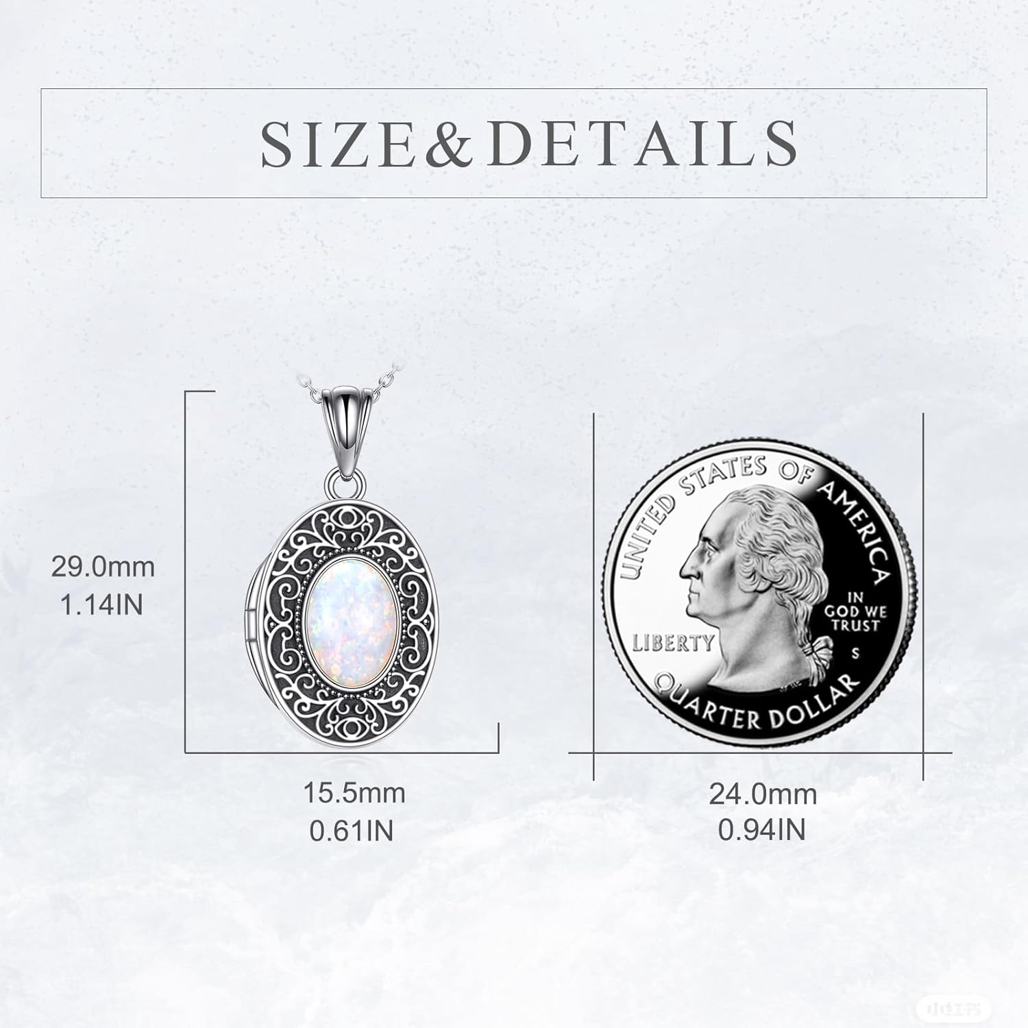 CRMAD Opal/Moonstone/Turquoise Locket Necklace for Women Sterling Silver Oval-Shaped Opal Locket Pendant Holds Pictures Always with You Vintage Style Photos Locket Jewelry Gifts for Loved One - Image 4