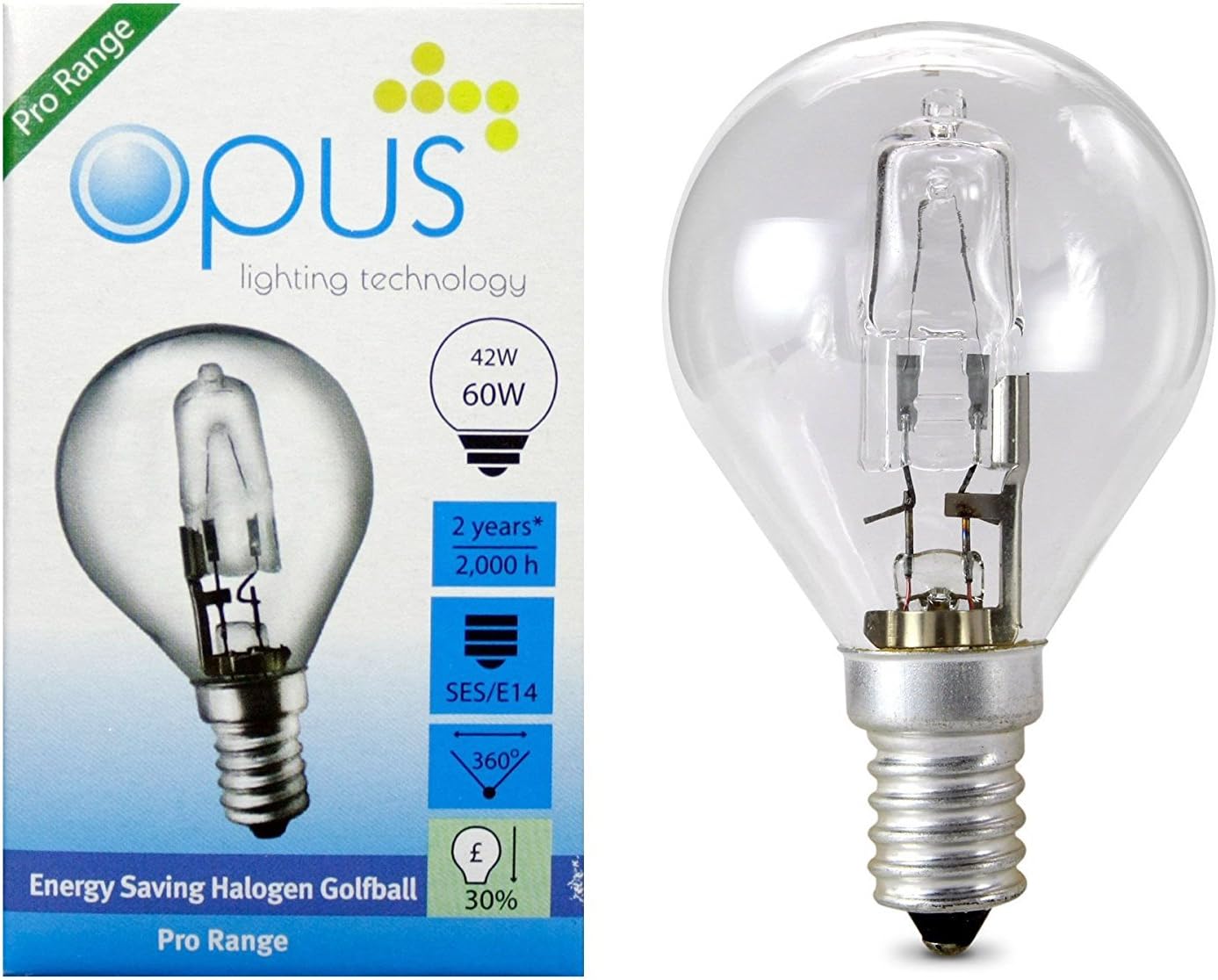 5 x Opus Energy Saving Halogen Light Bulbs 42 W Corresponding to 60 W ES E14 Small Size [Energy Class D]