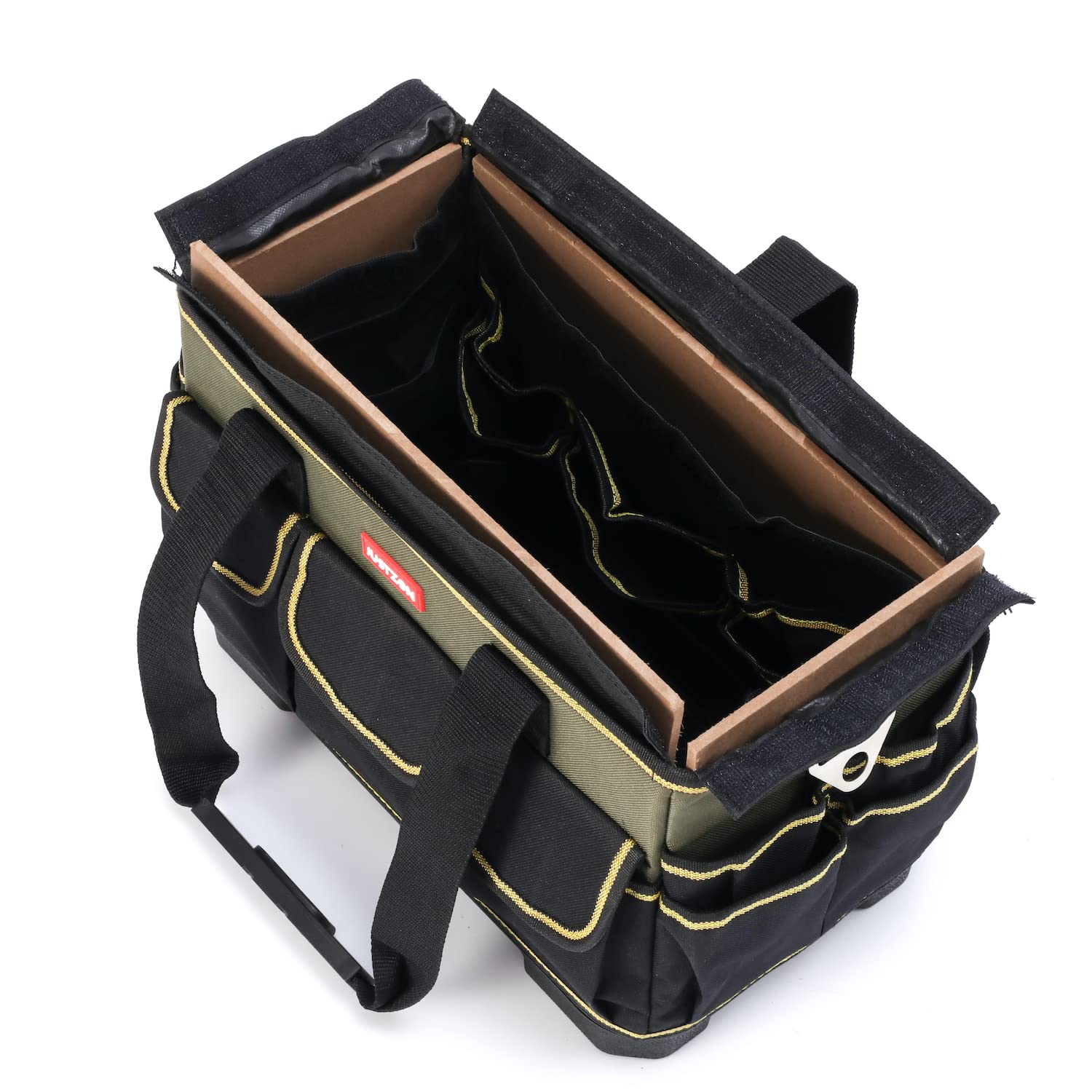 Justzon Tool tote bag with handle, Tool bag organizer, electrical tool bags, HVAC tool bag, Tool caddy, Tool bags for electricians, Electrical and maintenance tool bag (17inch)