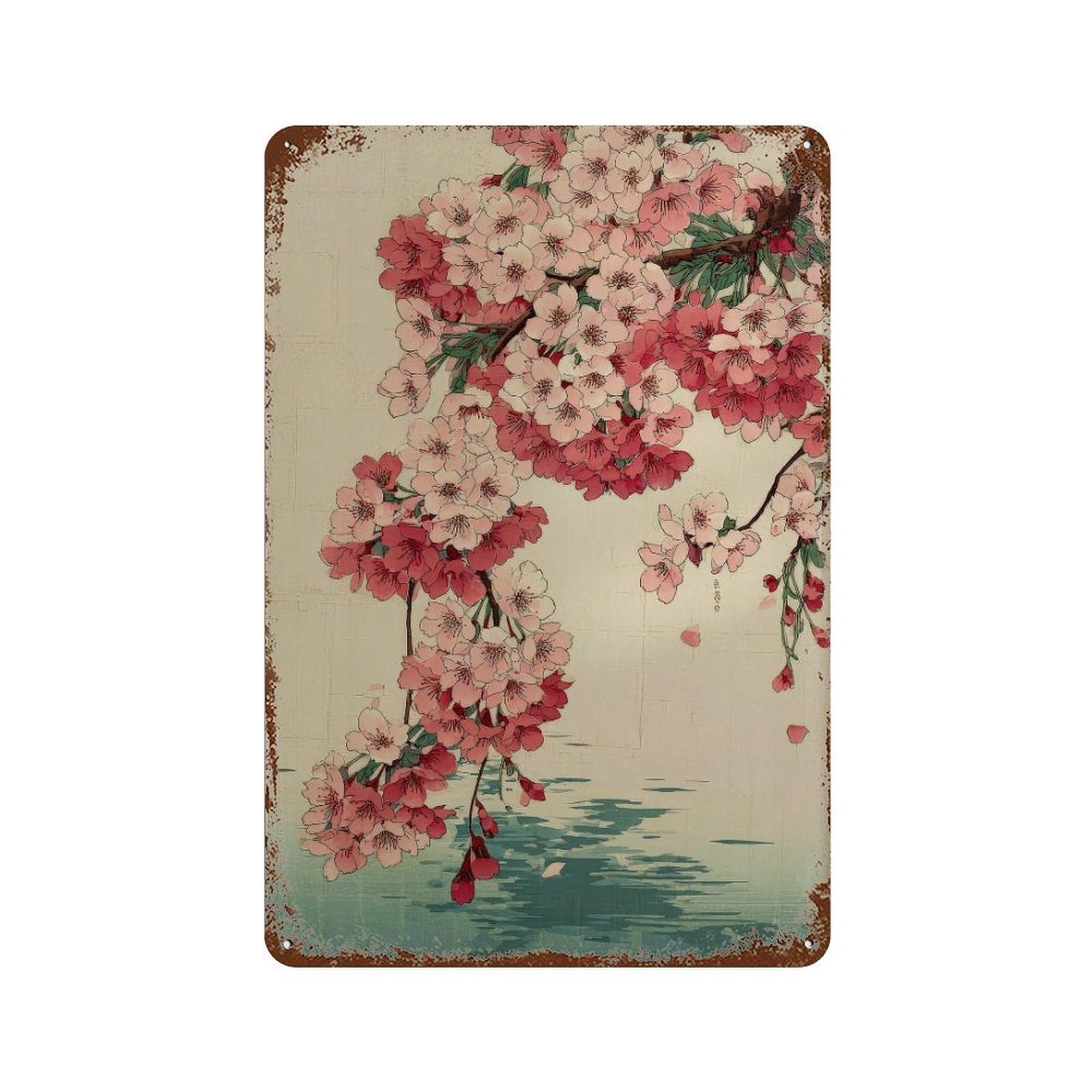 xiaoxiaoshen Cherry Blossom Branch. Japanese Ukiyo Wall Decor Art Metal Tin Poster Modern Home Decor Art Home Bar Shop Decorations Vintage Sign 30x20cm