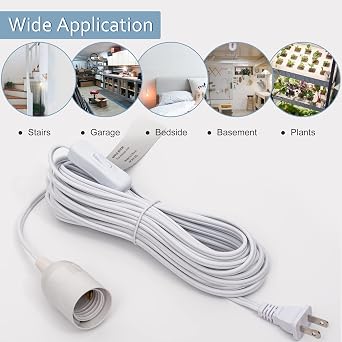 JACKYLED Hanging Lantern Cord,White Pendant Light Cord Hanging Lamp Cord,20FT&12FT