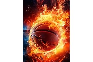 Zariocy 5D Diamond Art Painting Kit, Capture the Fiery Spirit of Basketball with Shimmering Crystals