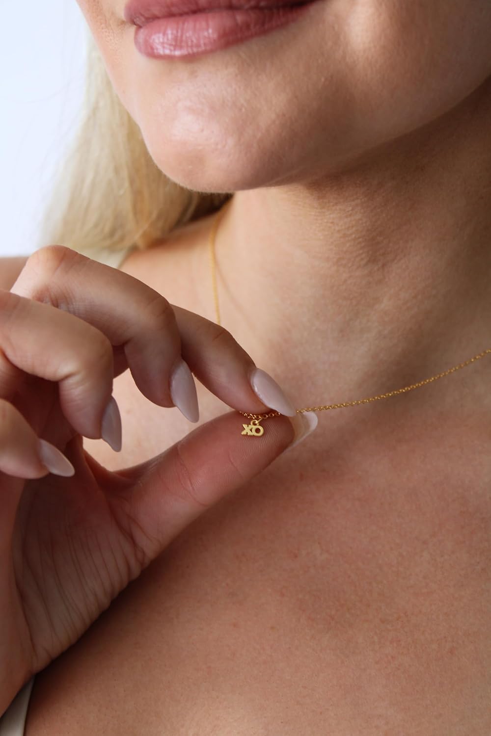 XO Charm Gold Necklace for Women - 18K Gold Plated Brass with Adjustable Length - D... - Image 3