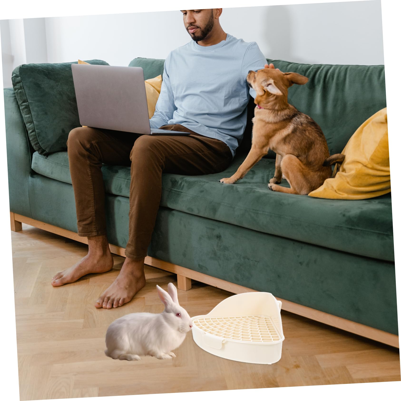 INOOMP Scatola da 3 Pezzi Toilette per Conigli Lettiera Coniglio Vaschetta per Coniglietti Animale Domestico Piccola lettiera per Animali Domestici Gabbia per Conigli Gabbia criceti pp