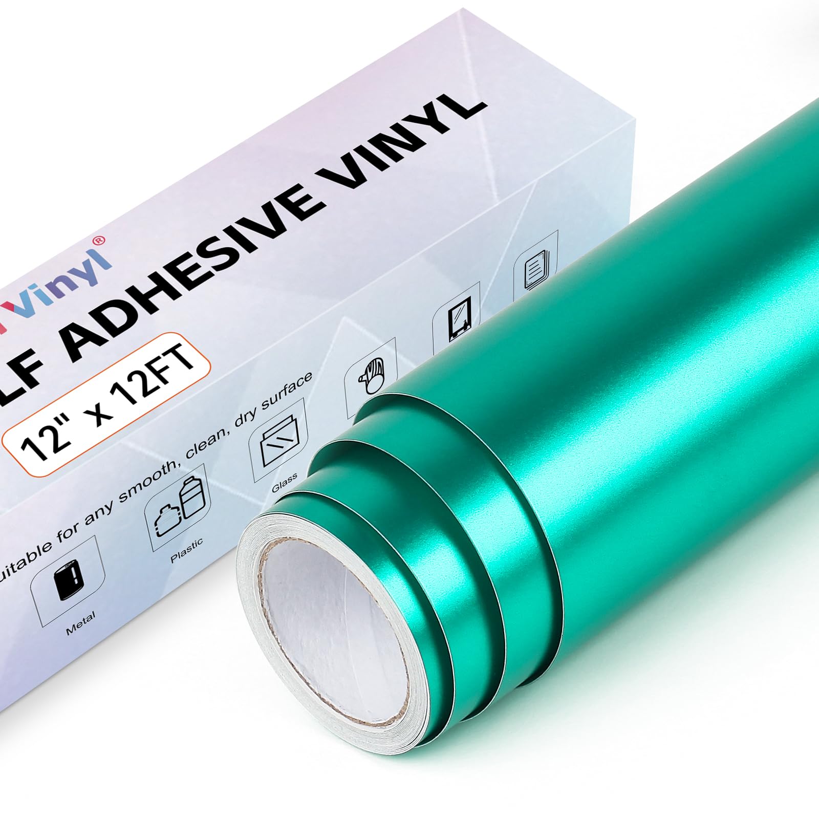 Lya Vinyl Blue Green Matte Metallic Permanent Vinyl For Cricut, 12" X 12Ft Self Adhesive Vinyl Roll For Cricut And Silhouette Cameo, Gold Vinyl For Party Decoration, Window Stickers, Home Decor