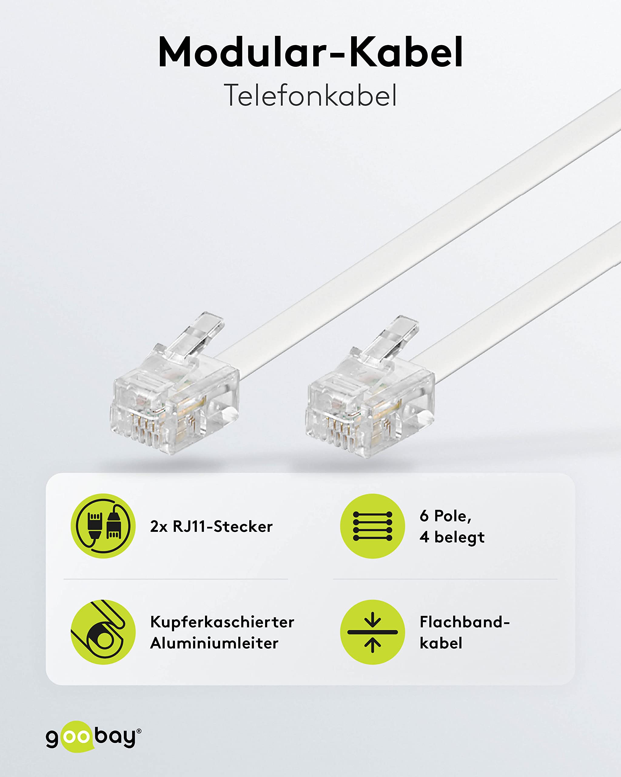 goobay 93065 Modułowy kabel połączeniowy, biały, długość 15 m