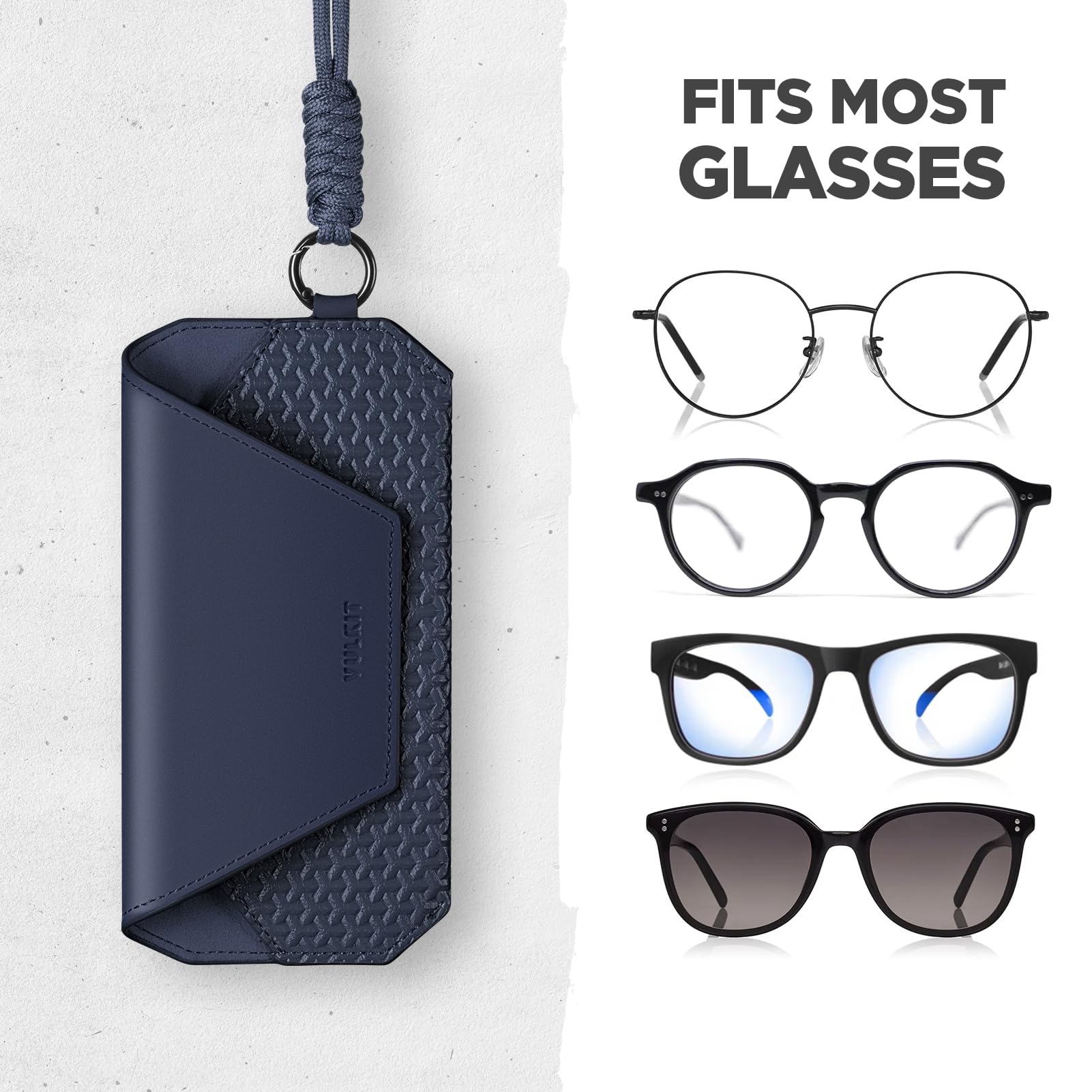 VULKIT Estuche Portátil de Cuero Sintético para Gafas de Mujer y Hombre, Funda Delgada para Gafas de Sol, Estuche Unisex para Lentes, Compatible con la mayoría de Gafas y Lentes de Sol, Talla Única