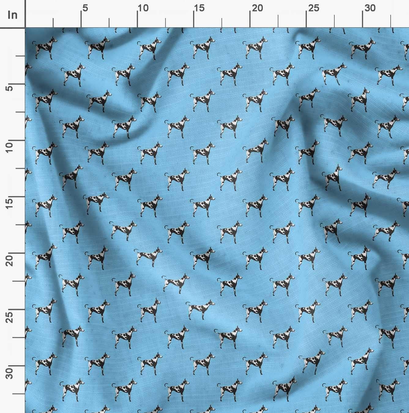 Soimoi Rayon Blue Fabric - by The Yard - 42 Inch Wide - Great Dane Dog Portrait Fabric - Elegant and Majestic Prints for Fashion and Home Decor Printed Fabric image 3