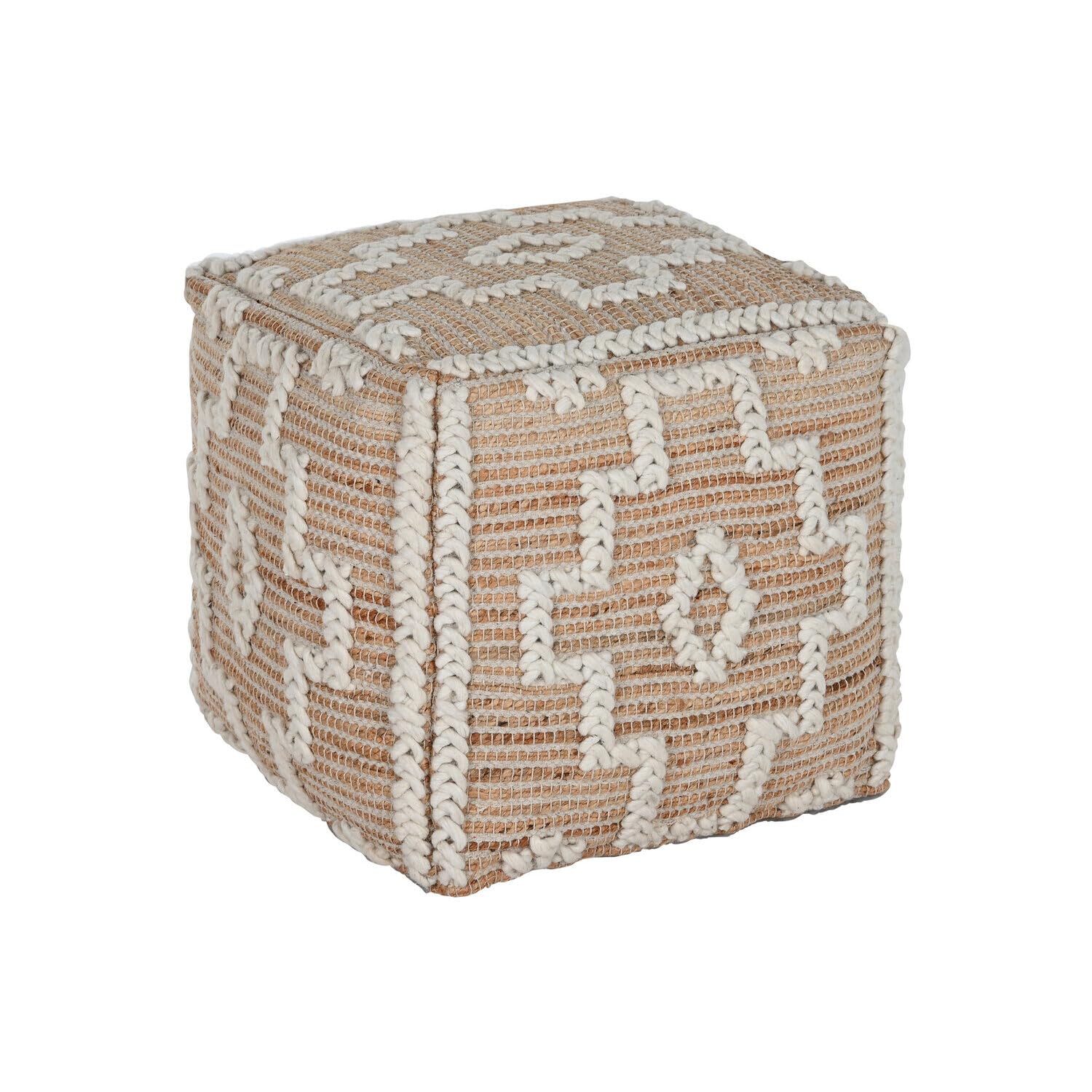 Repose-pieds en laine et jute 45x45x45 pour un coin lecture cocooning