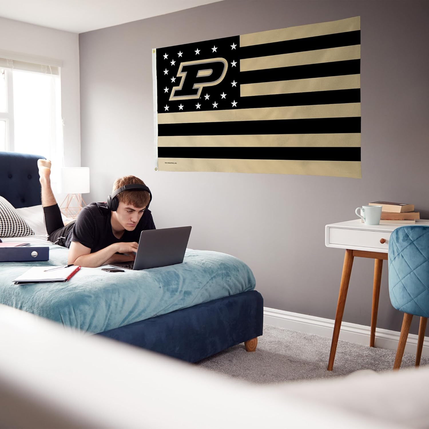 Rico Industries NCAA Purdue Boilermakers Stars & Stripes 3' x 5' Banner Flag Single Sided - Indoor or Outdoor - Home Décor