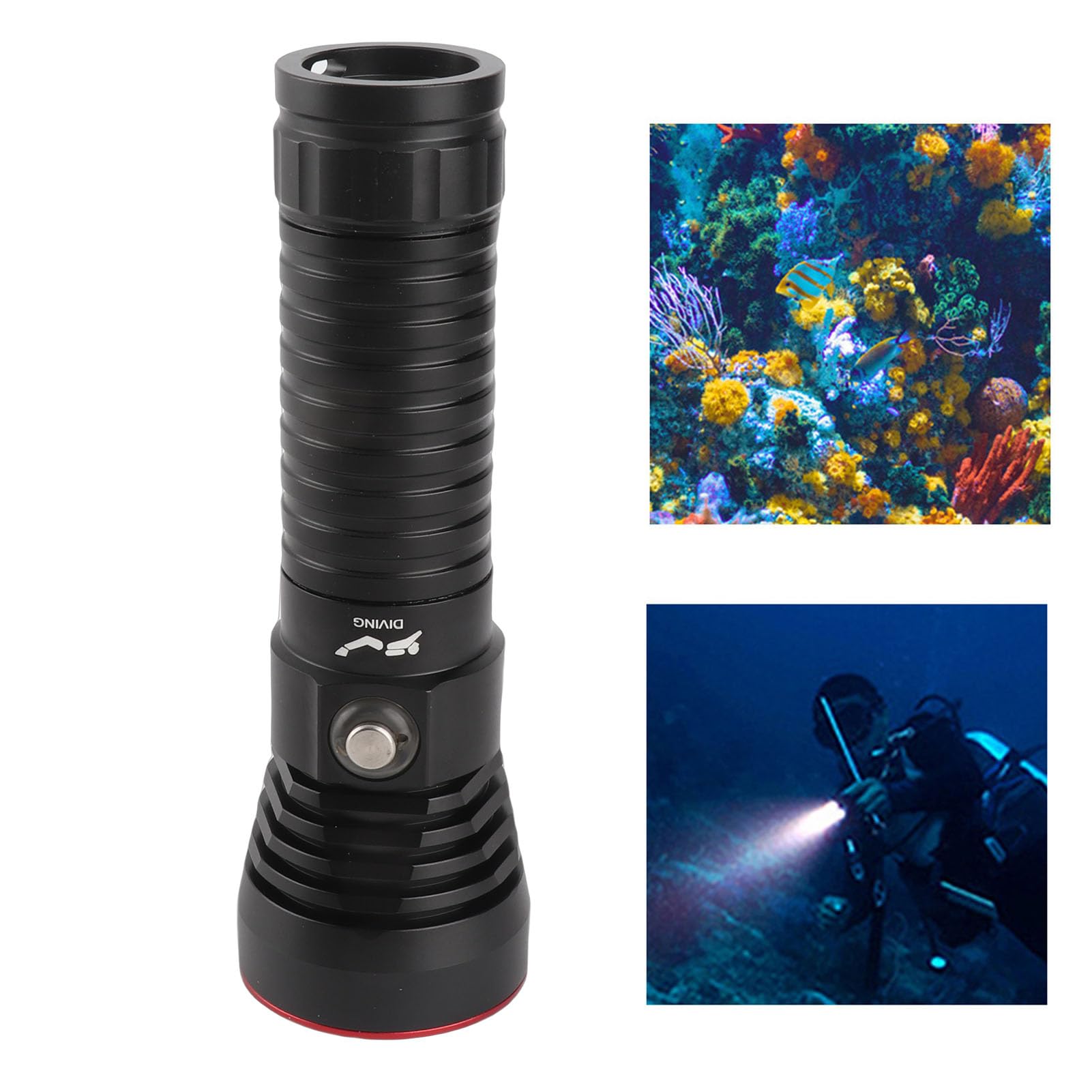 Jeanoko Torcia Subacquea a LED Torcia Subacquea Impermeabile Super Luminosa 2000LM per Immersioni Subacquee e attività Notturne Lega di Alluminio 100 M