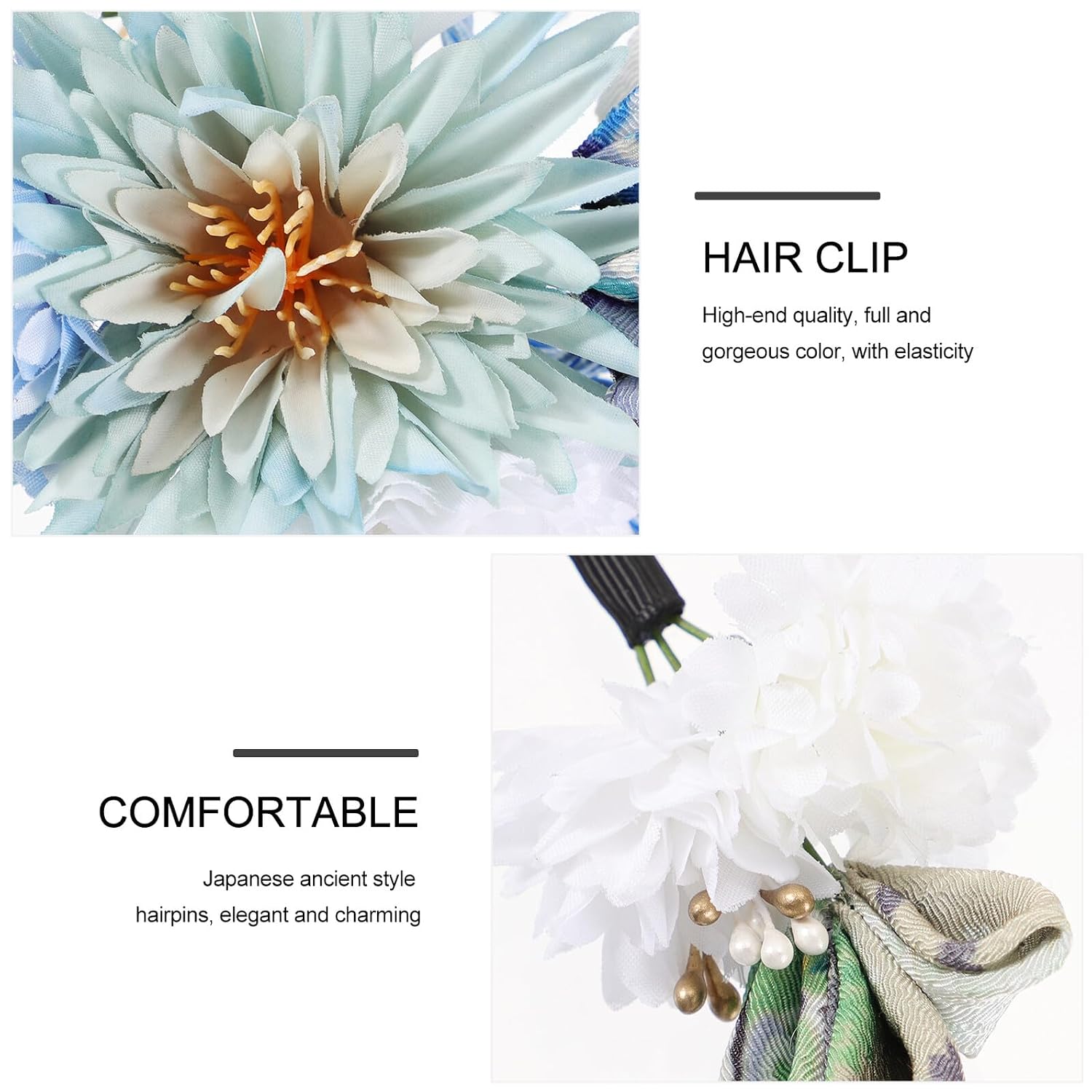 Ciieeo 2 Pieces Japanese Style Bridal Hair Comb Flower Tassel Design Blue Wedding Hair Accessories for Women Bride Ceremony