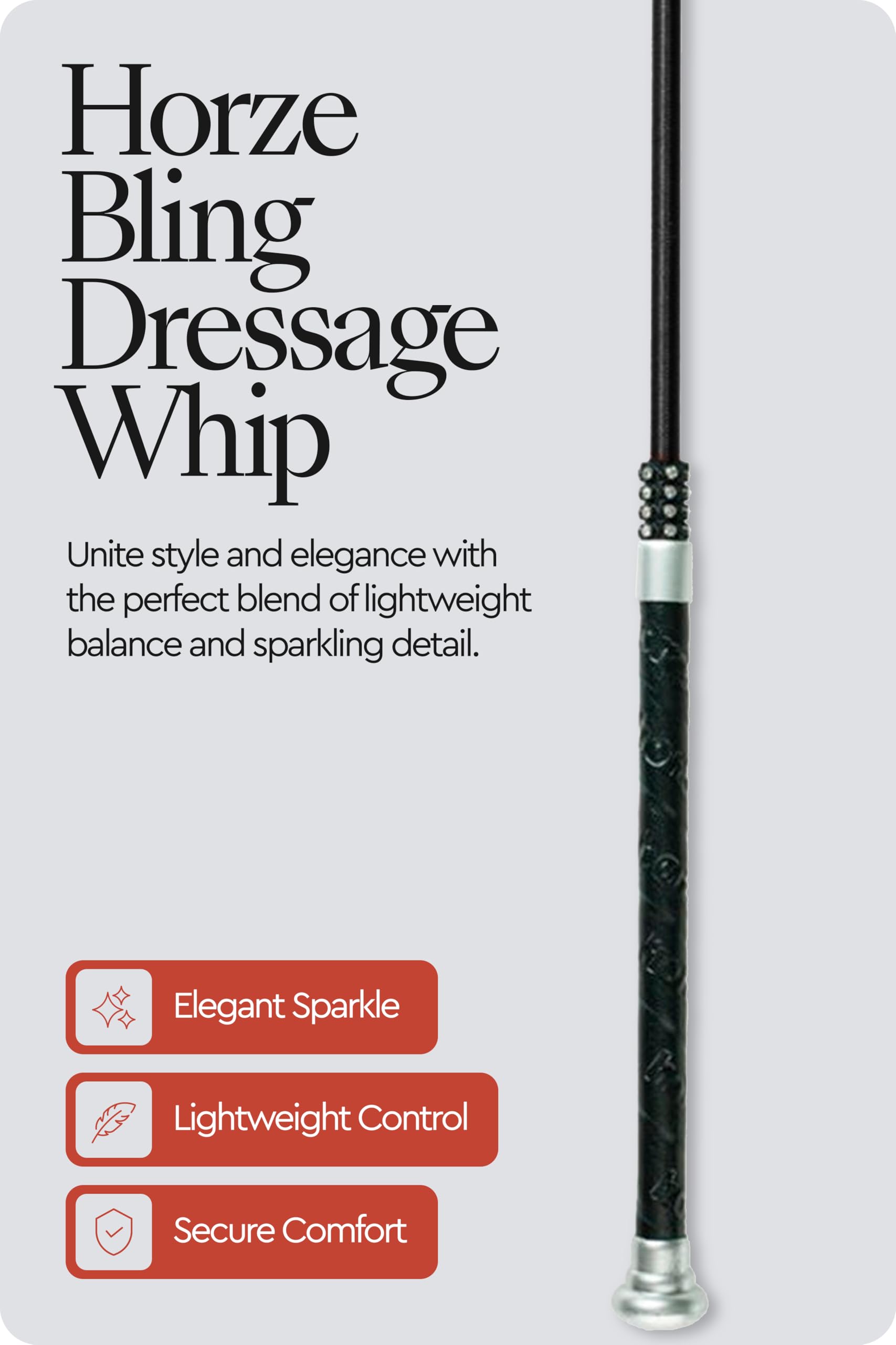 HORZE Frustino Dressage Bling, Nero, 120