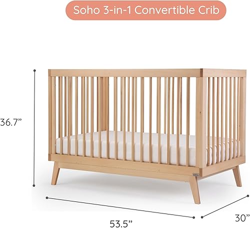 Miniatura 6 de dadada Baby Soho - Cuna convertible de madera 3 en 1 para cama infantil, fabricada en Italia, certificado GREENGUARD Gold, acabado seguro para