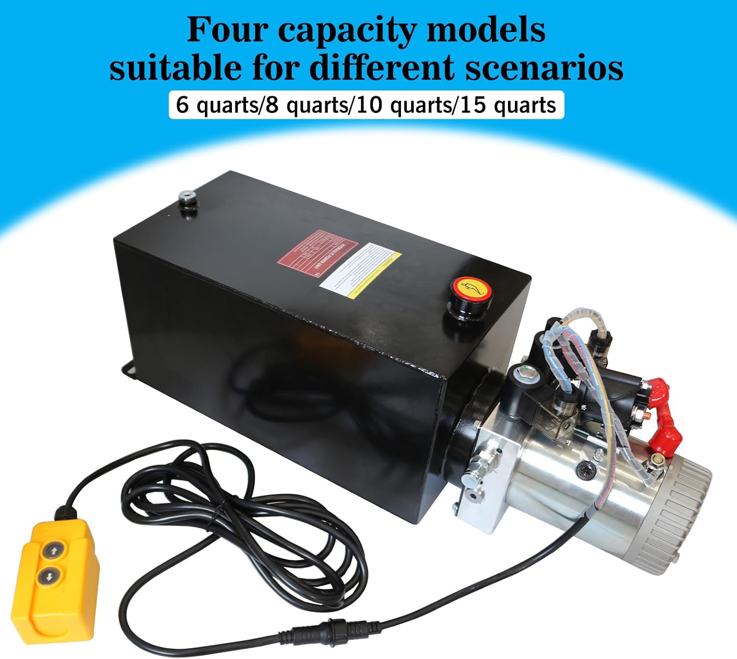15 Quart Double Acting Hydraulic Pump,Electric Hydraulic Pump,DC12v Hydraulic Power Unit for Dump Trailer and DIY Hydraulic Systems