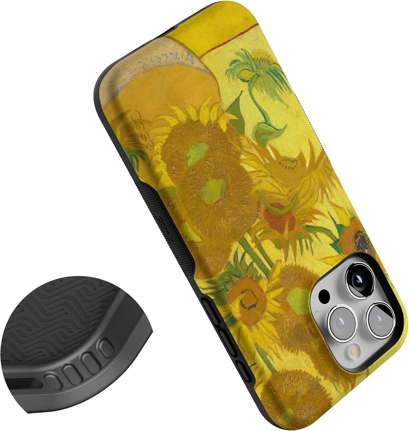 Casely iPhone 15 Pro Case | Van Gogh | Sunflowers Floral | Bold Protective Design | Compatible with MagSafe